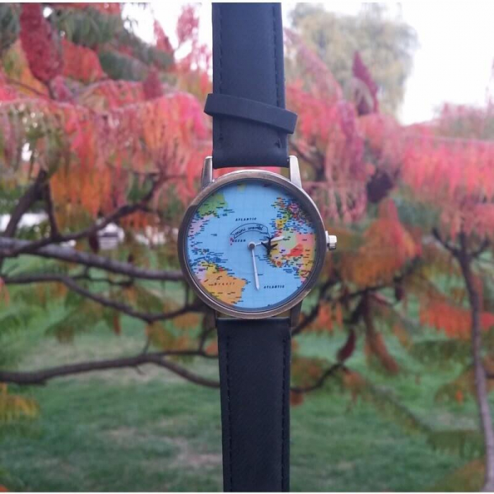 ceas unisex, travel the world, harta lumii si secundar avion [4]