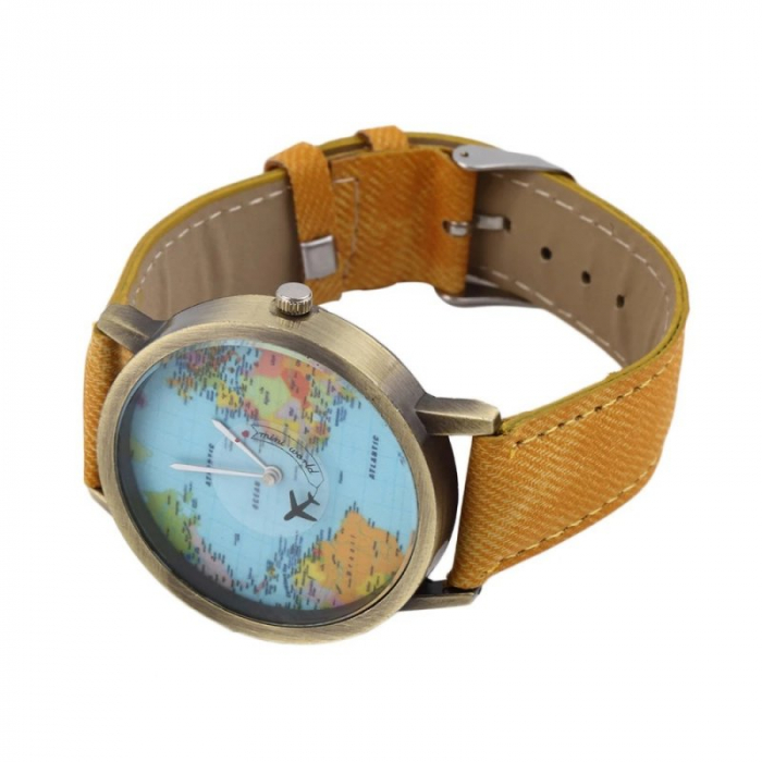 ceas unisex, travel the world, harta lumii si secundar avion [5]