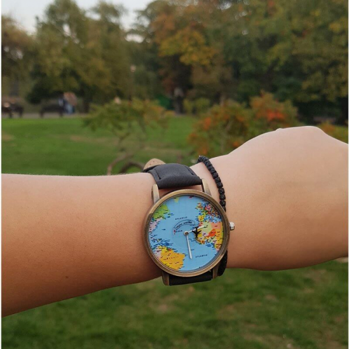 ceas unisex, travel the world, harta lumii si secundar avion [3]