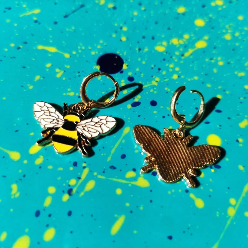 Cercei albina, din metal, culoare galben-auriu [2]