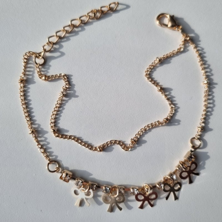 Brățară dama Aurie din metal cu charmuri Fundițe [1]