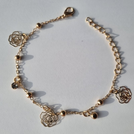 Bratara dama aurie cu charm trandafir [3]