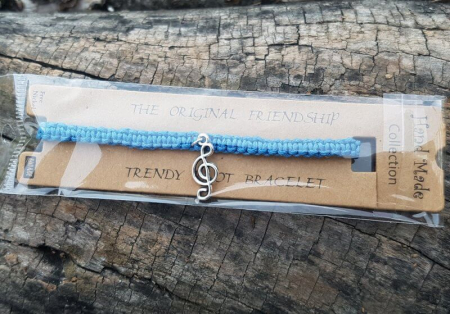 Brataraimpletita handmade din ata cerata cu charm cheia sol [3]