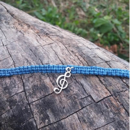 Brataraimpletita handmade din ata cerata cu charm cheia sol [1]