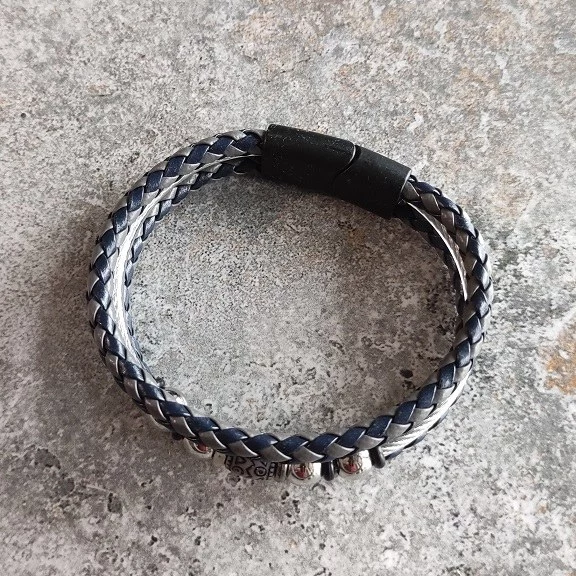 Bratara handmade impletita cu bile metalice si cablu tip șufa [3]