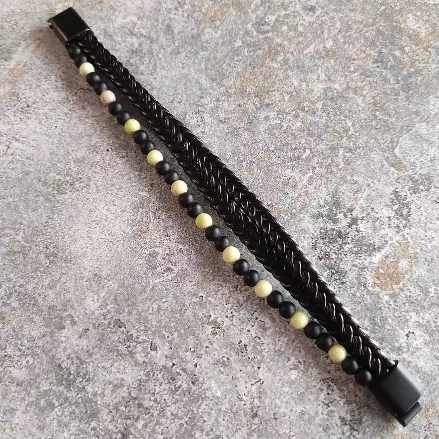 Bratara dama, piele ecologica, handmade, bratari pietre naturale [3]