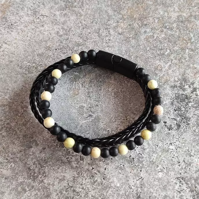 Bratara dama, piele ecologica, handmade, bratari pietre naturale [2]