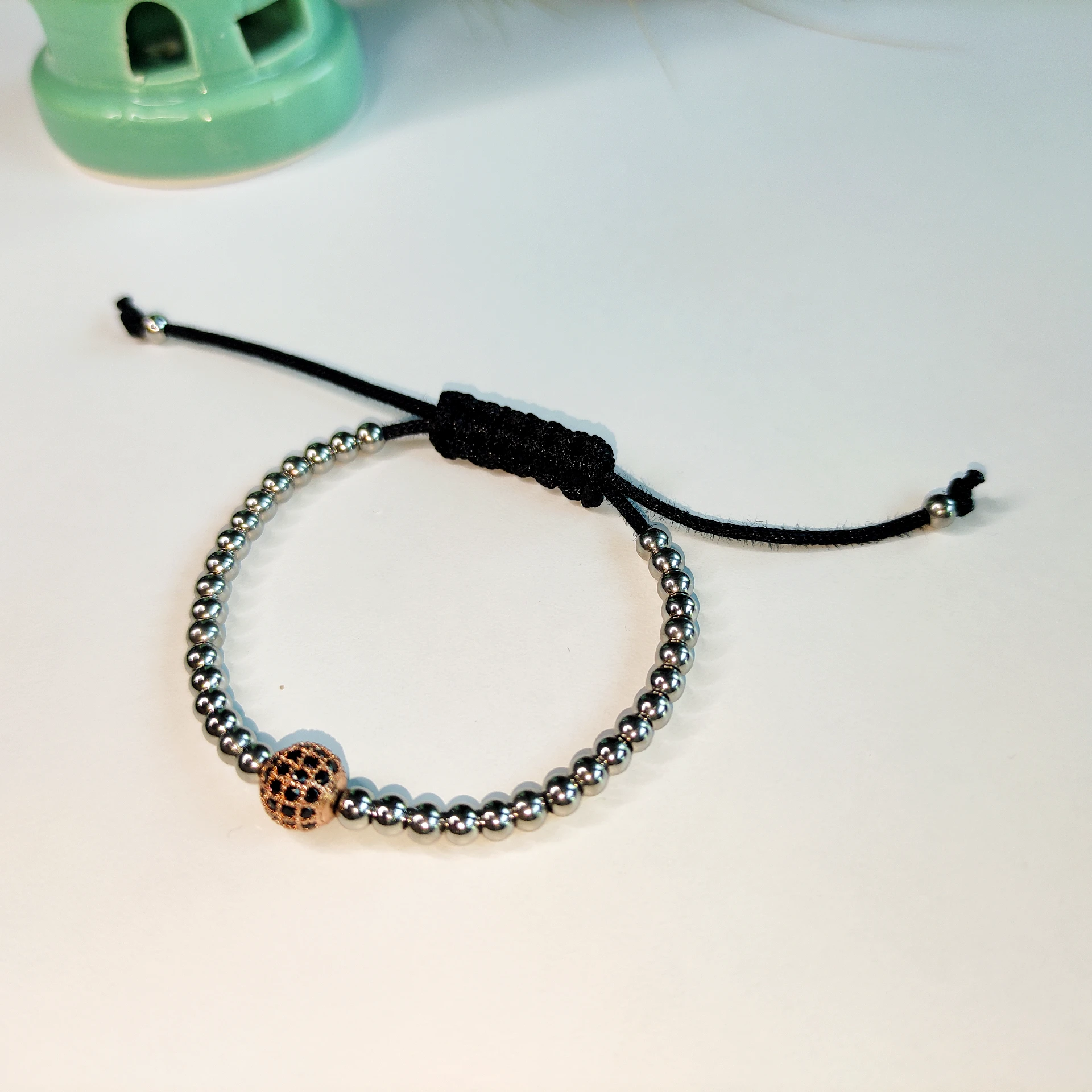 Bratara handmade cu pietre CZ si bile inox [1]