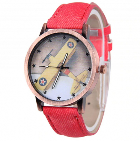 Ceas dama cu avion biplan pe cadran [1]