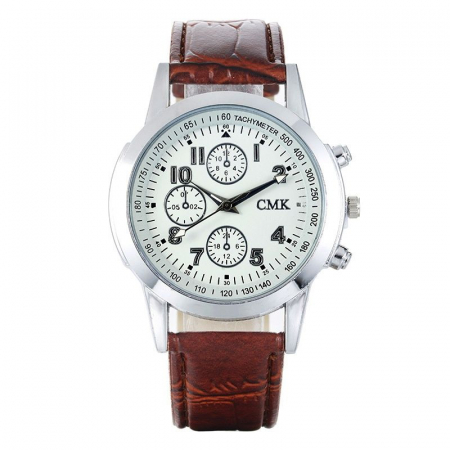 Ceasuri barbatesti cu bratara metalica - Ceas barbati elegant, curea maro din piele