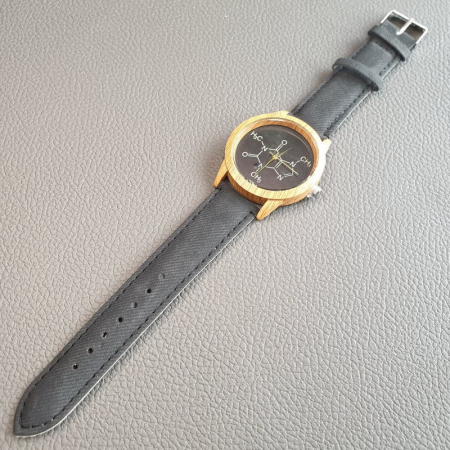 ceas dama cu formula chimica a cafeinei pe cadran si curea neagra [2]