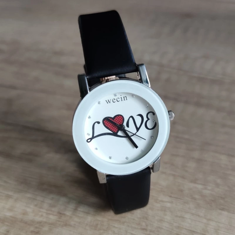 Ceas alb dama, cadran cu mesaj love si curea piele ecologica [3]