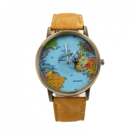 ceas unisex, travel the world, harta lumii si secundar avion [2]