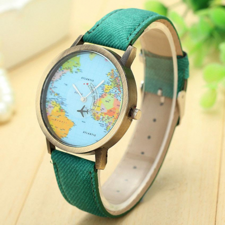 ceas unisex, travel the world, harta lumii si secundar avion [3]