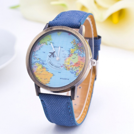 ceas unisex, travel the world, harta lumii si secundar avion [3]