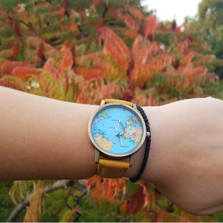ceas unisex, travel the world, harta lumii si secundar avion [1]