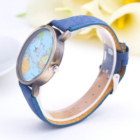 ceas unisex, travel the world, harta lumii si secundar avion [2]