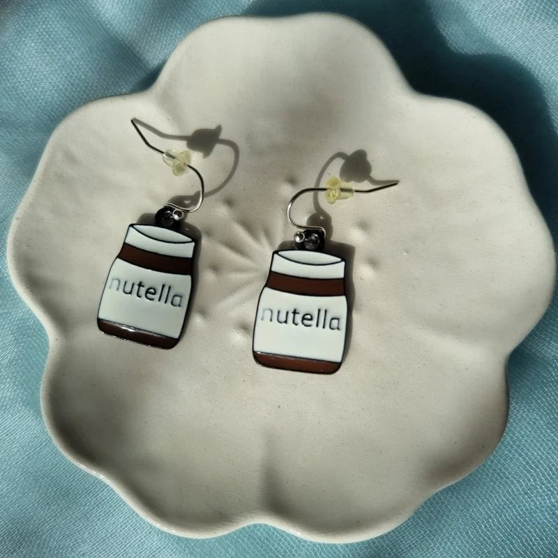 Cercei - Cercei dama din metal, model borcan de nutella
