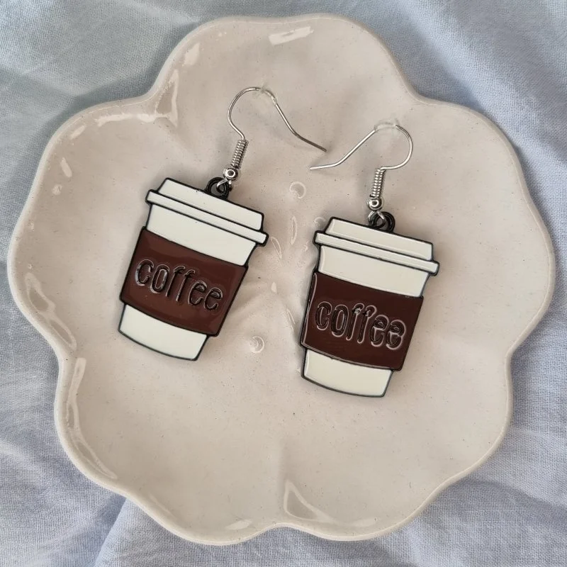 Cercei - Cercei dama din metal, model pahar de cafea