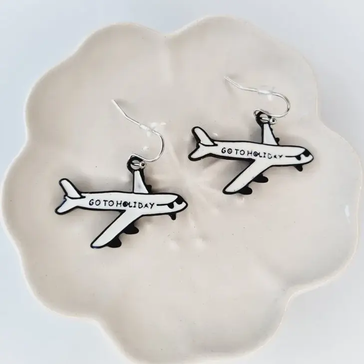 Cercei - Cercei dama din metal, model avion cu mesaj
