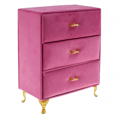 Cutie bijuterii fucsia, model dulap cu sertare
