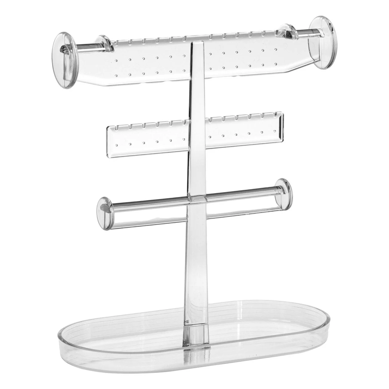 Home & Deco - Organizator pentru bijuterii, transparent, din acril cu bare pe inaltimi diferite