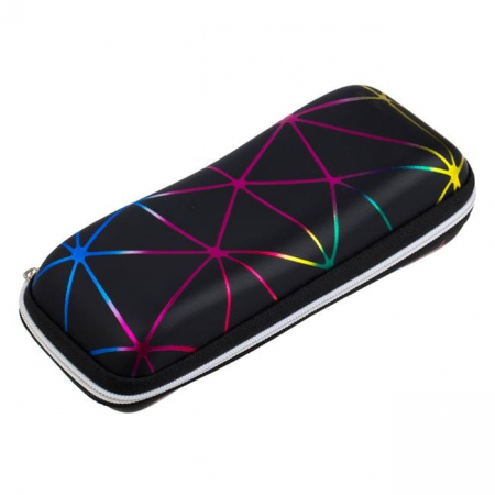 Home & Deco - Husa/toc pentru ochelari dreptunghiulara, dura, de culoare neagra cu fermoar