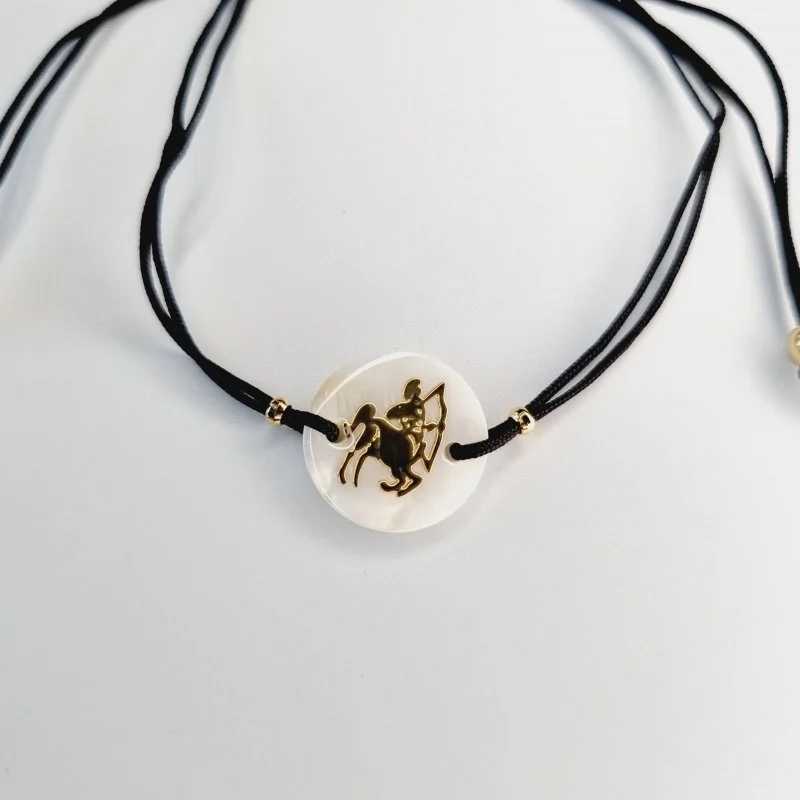 Bratari zodiac cu charm din sidef sagetator, negru