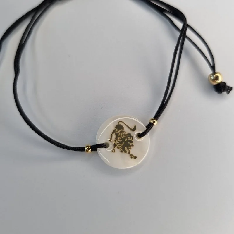 Bratari zodiac cu charm din sidef leu, negru