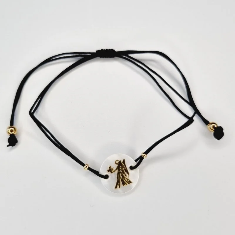 Bratari zodiac cu charm din sidef fecioara, negru