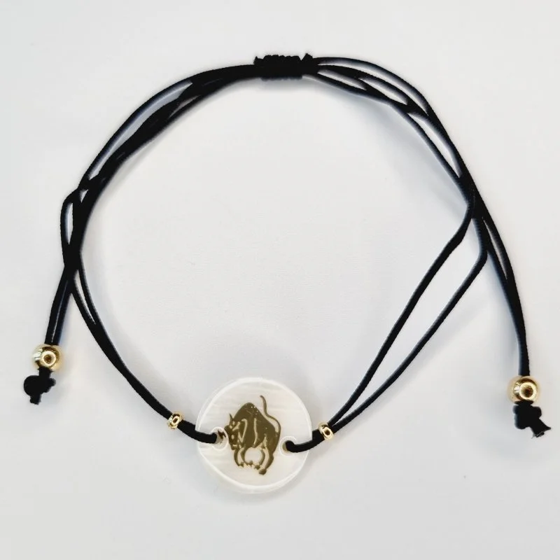 Bratari zodiac cu charm din sidef taur, negru