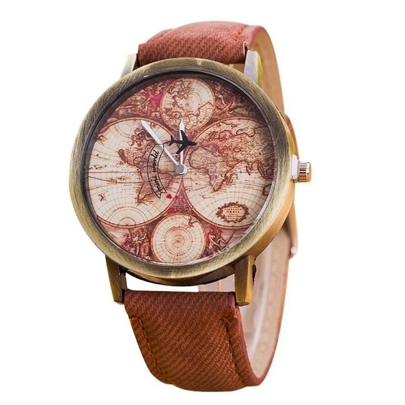 Ceas harta lumii model vintage maro