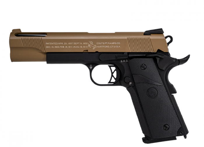 Colt 1911 Combat Ported GreenGas Dual tone (Tan-Negru) Full Metal  blowback [2]