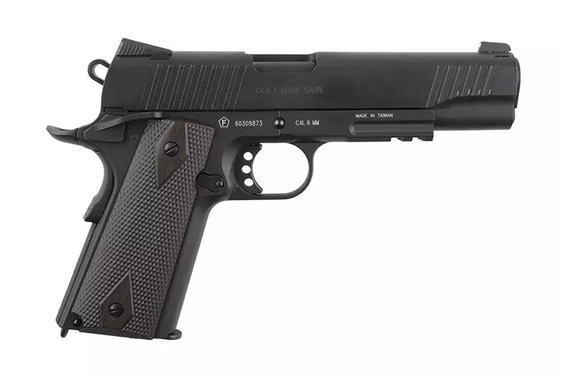Pistol Colt 1911 Blackened Rail Gun Negru Mat Full Metal BlowBack [8]