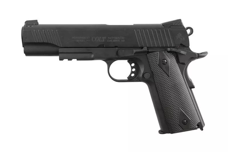 Pistol Colt 1911 Blackened Rail Gun Negru Mat Full Metal BlowBack [2]