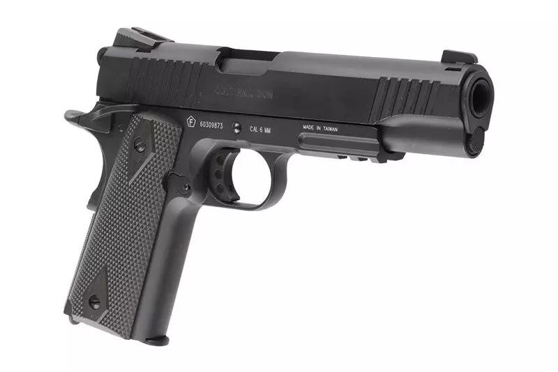Pistol Colt 1911 Blackened Rail Gun Negru Mat Full Metal BlowBack [7]