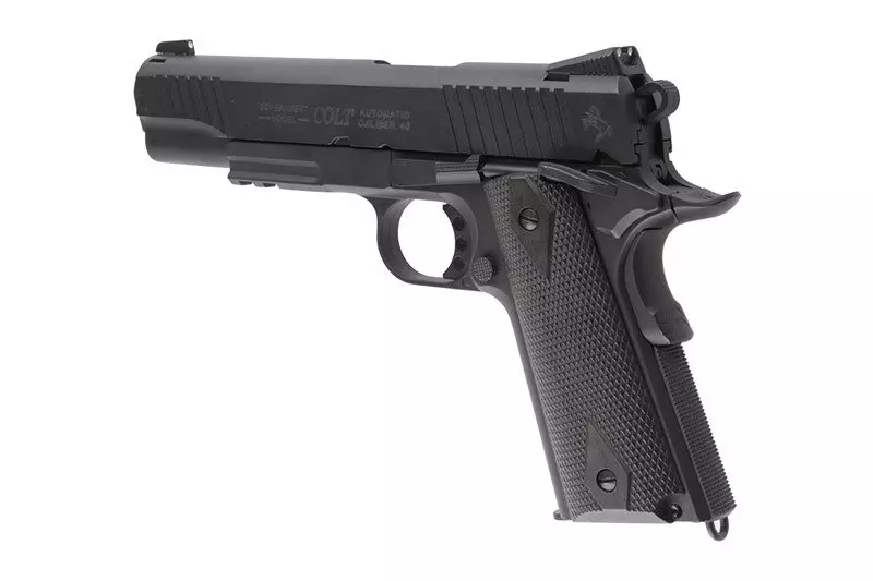 Pistol Colt 1911 Blackened Rail Gun Negru Mat Full Metal BlowBack [10]