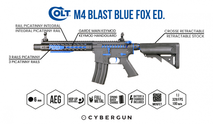 Colt M4 Blast Blue Fox Ed Limited Edition Full Metal Mosfet + Baterie si charger [7]
