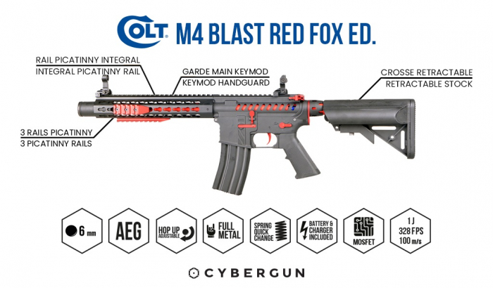 Colt M4 Blast Red Fox Ed Limited Edition Full Metal Mosfet + Baterie si charger [2]