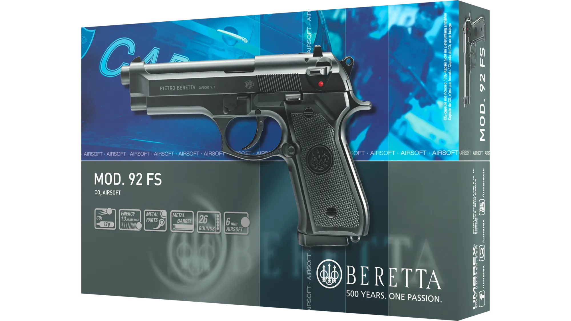 Set complet Pistol Beretta Mod. 92 FS NBB CO2 + 1000 bile + 10 capsule CO2 + cutie de transport [6]