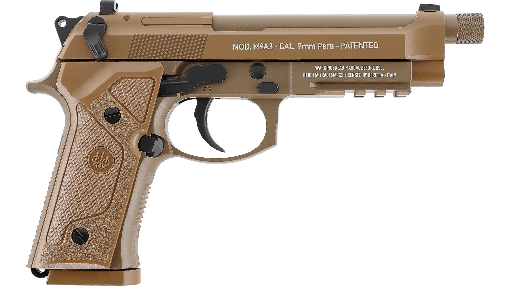 Set complet Pistol Beretta MOD. M9A3 FM BB CO2 Tan + 1000 bile + 10 capsule CO2 + cutie de transport [4]