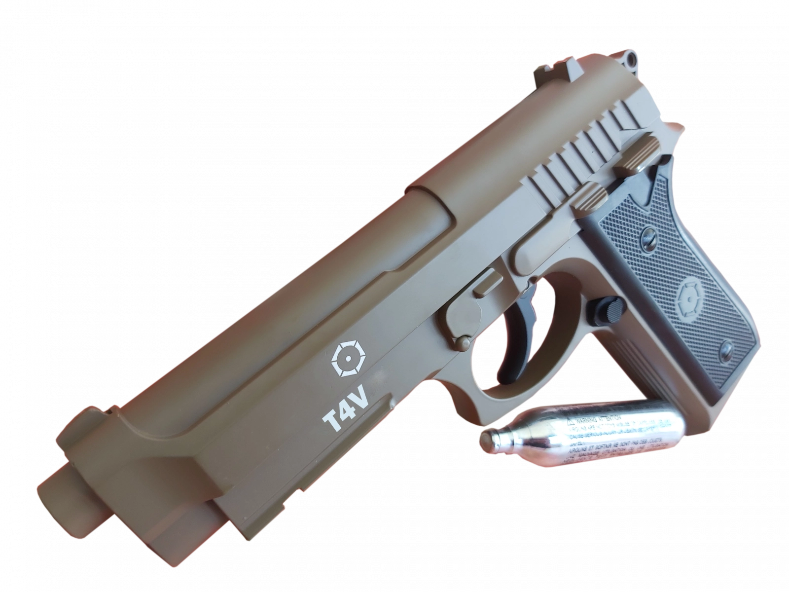 SET Complet Pistol Airsoft CO2 PT92 TAN Full metal Upgraded 4J NBB [5]