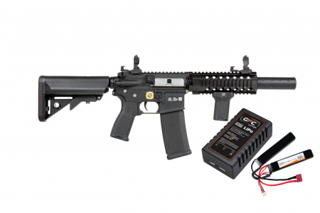 Arme de Asalt Electrice - Set complet Arma asalt M4 RRA SA-E11 EDGE MOSFET + Smart charger, LiPo cu baterie si bile