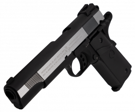 Pistoale cu Recul ( Green Gas ) - Colt 1911 Combat GreenGas Dual tone (Silver-Negru) Full Metal blowback