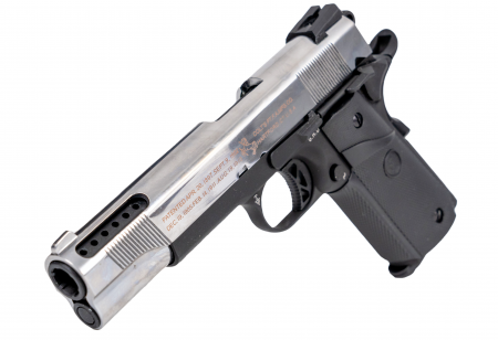 Pistoale cu Recul ( Green Gas ) - Colt 1911 Combat Ported GreenGas Dual tone (Silver-Negru) Full Metal  blowback
