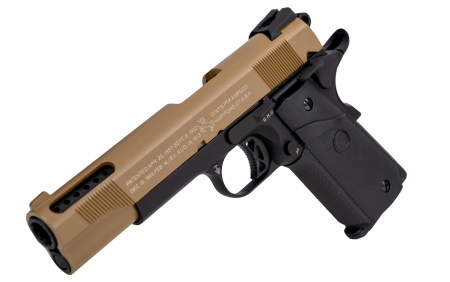 Pistoale cu Recul ( Green Gas ) - Colt 1911 Combat Ported GreenGas Dual tone (Tan-Negru) Full Metal  blowback
