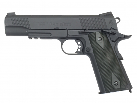 Pistoale cu Recul ( CO2 ) - Pistol Colt 1911 Blackened Rail Gun Negru Mat Full Metal BlowBack