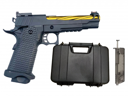 Pistoale cu Recul ( Green Gas ) - Pistol  Custom Edition 3337 Blowback Full Metal + Cutie transport + Speed Loader