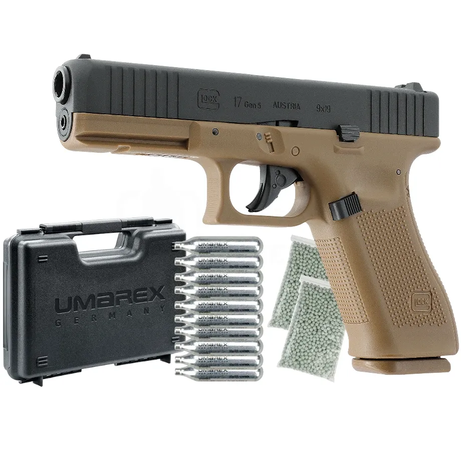 Set Complet Pistol airsoft GLOCK 17 Gen5 CO2 Black-COYOTE