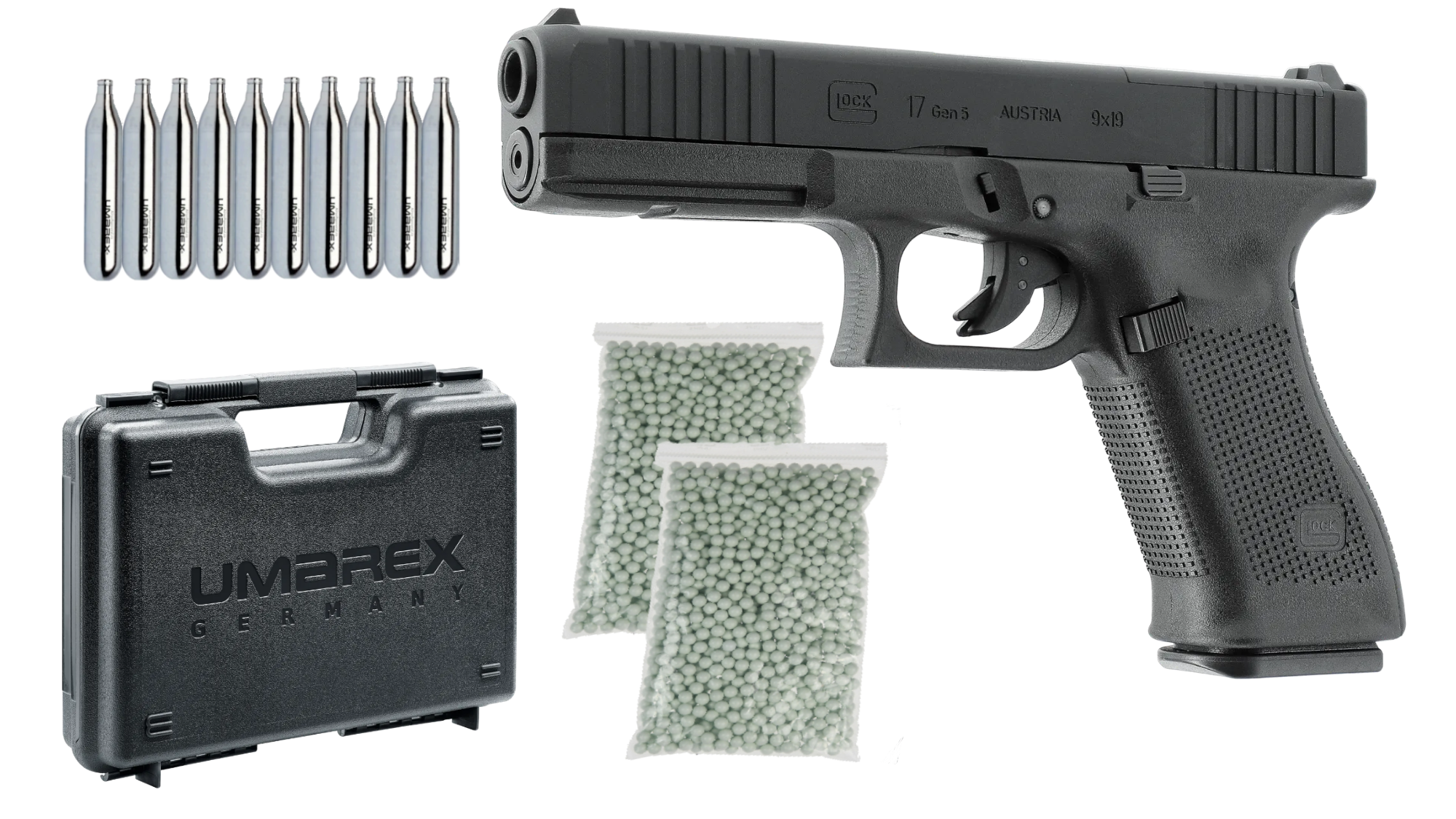 Pistoale cu Recul ( CO2 ) - Set Pistol Airsoft GLOCK 17 Gen5 MOS +cutie transport +CO2 si bile
